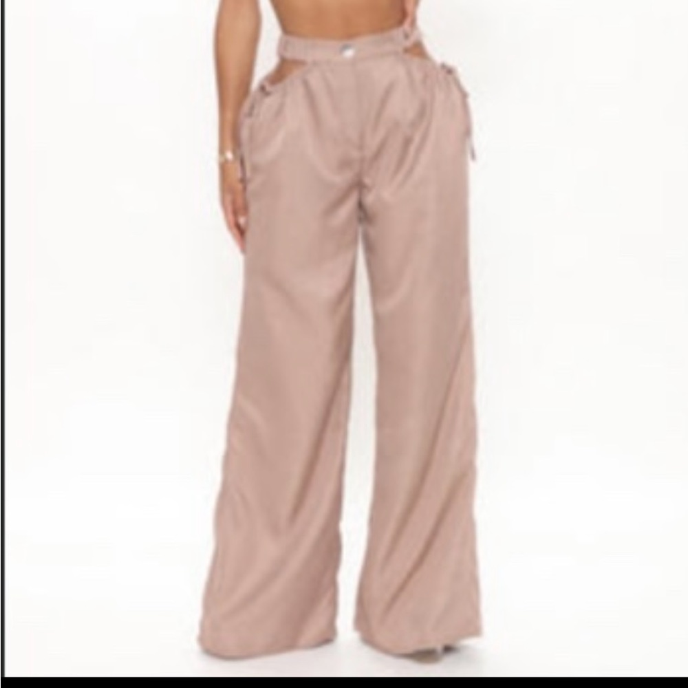 Taupe wide leg pants